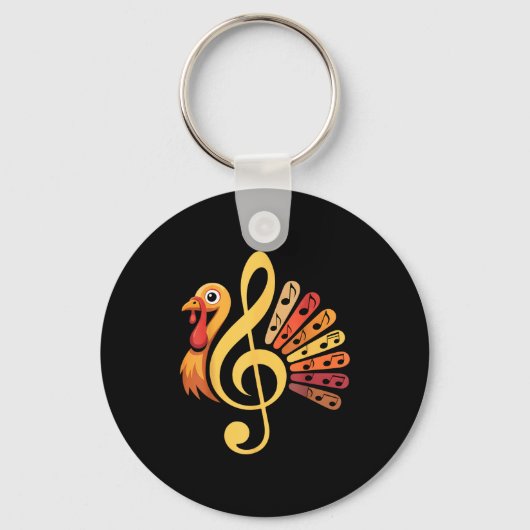 Music Note Symbol Turkey Teacher Fall Thanksgiving Sleutelhanger (Voorkant)