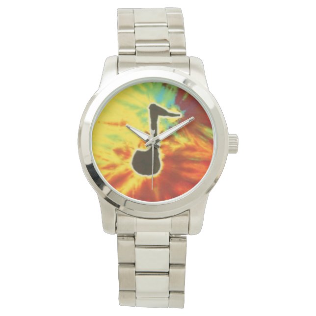 Music Note Tie Dye Horloge (Voorkant)
