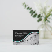 Music Note Visitekaartjes ~ blauwgroen (Staand voorkant)