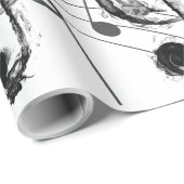 Music Note zwart-wit Luxe Cadeaupapier (Rol Hoek)