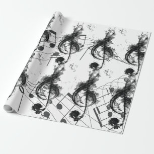 Music Note zwart-wit Luxe Cadeaupapier