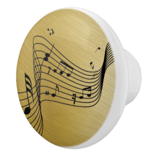 Music Notes Brushed Gold Keramische Knop (Rechts)