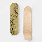 Music Notes Brushed Gold Skateboard (Voorkant)