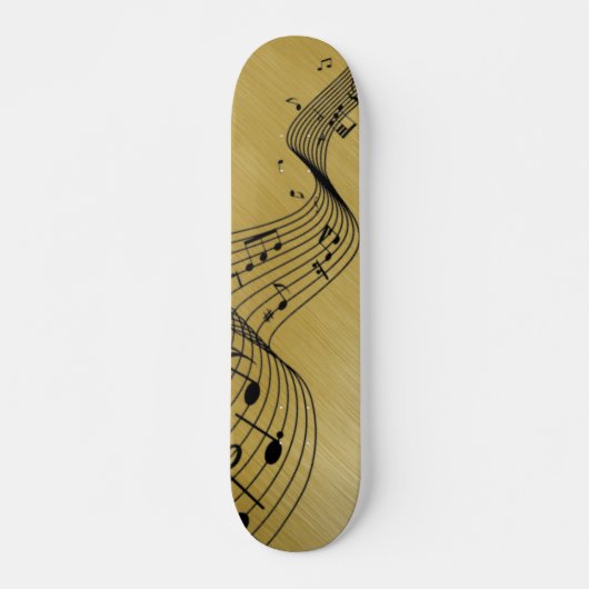 Music Notes Brushed Gold Skateboard (Voorkant)
