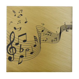 Music Notes Brushed Gold Tegeltje