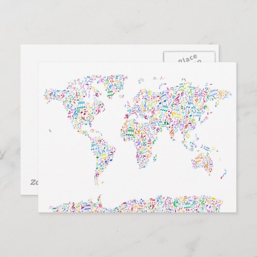 Music Notes Carte du monde (Devant / Derrière)