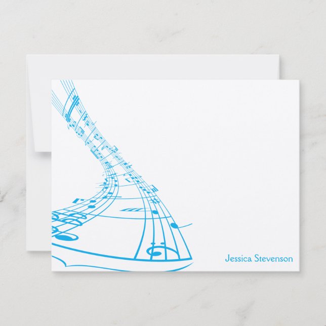 Music Notes Carte Flat Note (bleu) (Devant)