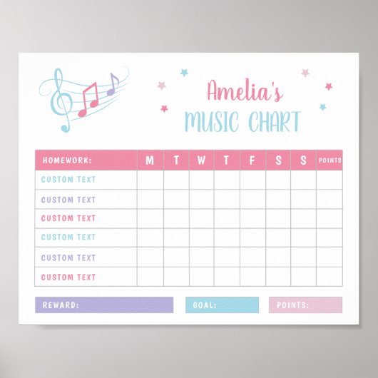 Music Notes Exercice Pink Purple - Tableau de réco (Devant)