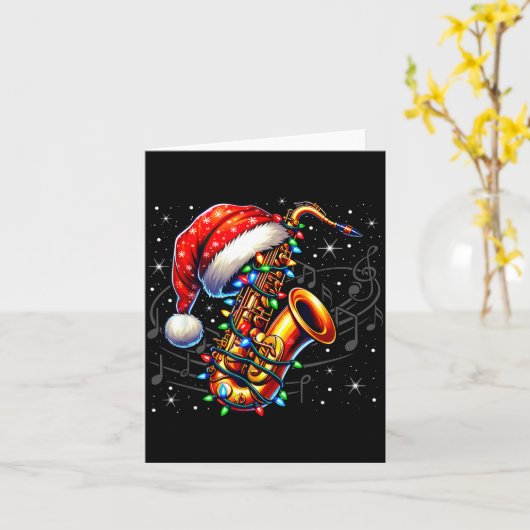 Music Notes Treble Clef Christmas Saxophone Jazz M Kaart (Gele Bloem)