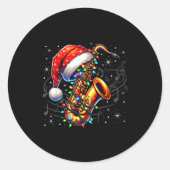 Music Notes Treble Clef Christmas Saxophone Jazz M Ronde Sticker (Voorkant)