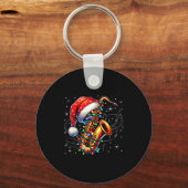 Music Notes Treble Clef Christmas Saxophone Jazz M Sleutelhanger (Voorkant)