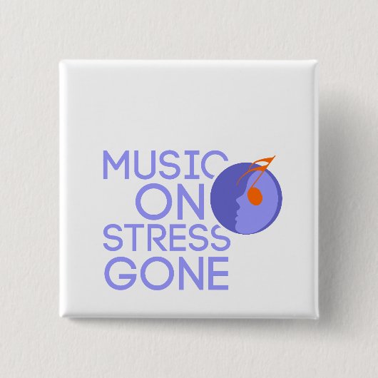 music on stress gone vierkante button 5,1 cm (Voorkant)