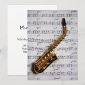 Music Party Saxophone Jazz  uitnodiging (Voorkant / Achterkant)