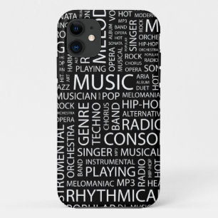 MUSIC patroon woordwolk iPhone 11 Hoesje