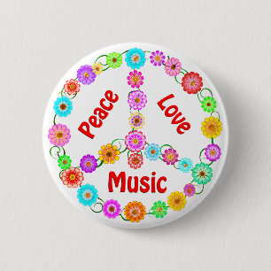Music Peace Love Ronde Button 5,7 Cm
