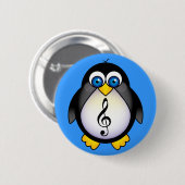 Music Penguin Treble Clef Ronde Button 5,7 Cm (Voorkant /achterkant)