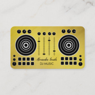 Music Platenspeler Black en Gold DJ Player Visitekaartje