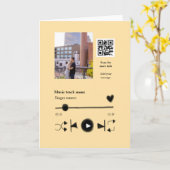 Music player personalized couple love q r code tex kaart (Gele Bloem)