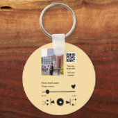 Music player personalized couple love q r code tex sleutelhanger (Voorkant)