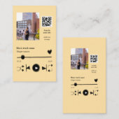 Music player personalized couple love q r code tex visitekaartje (Voorkant / Achterkant)
