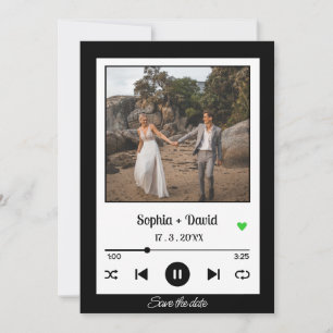 Music Player Photo Song Album Hoesje Save the Date Kaart