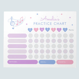 Music Practice Beloningstabel Paarse roze Notitieb Notitieblok