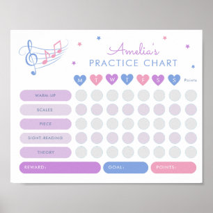 Music Praktijk Beloningsgrafiek Treble Clef Pink Poster