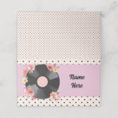 Music Record Mariage Floral 1950s Cartes de nom (Extérieur déplié)