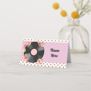 Music Record Mariage Floral 1950s Cartes de nom