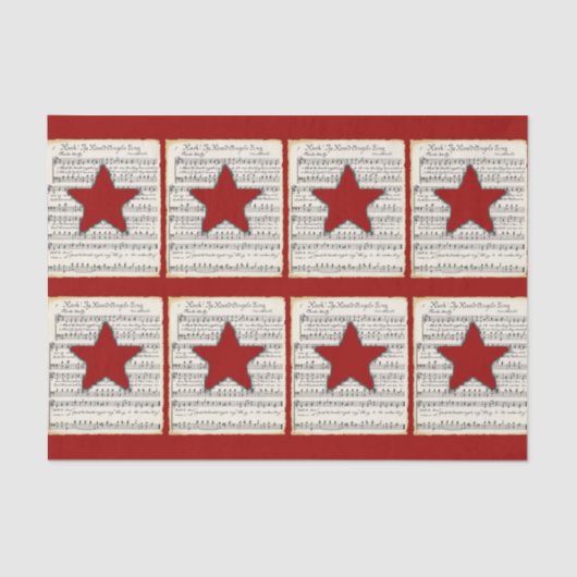  Music Red Star Rustige kerst Tissuepapier (Voorkant)