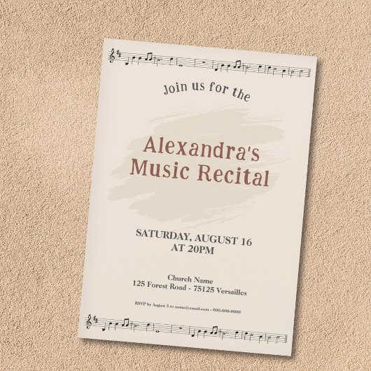 Music Sheet Recital Invitation