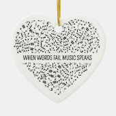 Music Speaks Heart Ceramic Ornament (Voorkant)