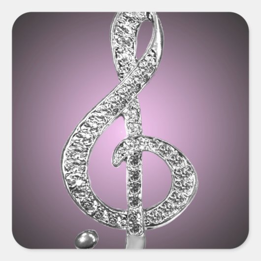 Music Symbols G-clef Vierkante Sticker (Voorkant)