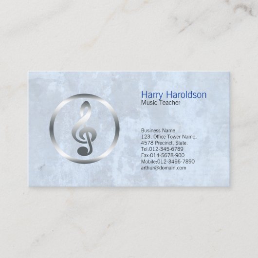 Music Teacher Gras Treble Clef Icon Carte de visit (Devant)