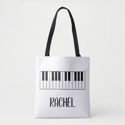 Music Teacher Piano Keyboard Personalized Name Draagtas (Voorkant)