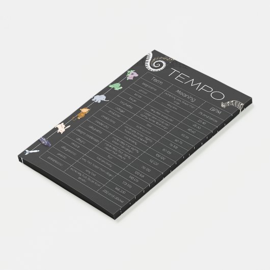 Music Tempo Chart post-it notes (Schuin)