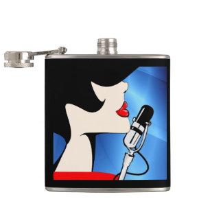 Music Theme Flask, Vrouw Singer, Songbird Flask Heupfles