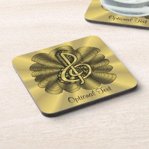 Music Treble Clef Gold Gepersonaliseerd Bier Onderzetter