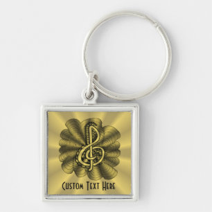 Music Treble Clef Gold Gepersonaliseerd Sleutelhanger