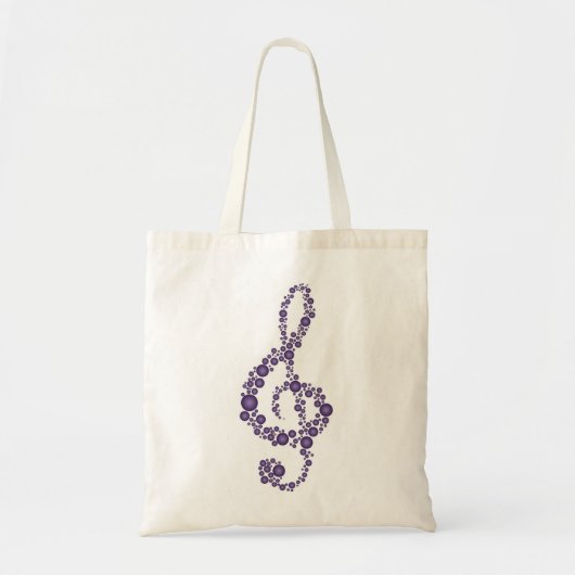 Music Treble Clef Paarse Stippen Bag Tote Bag (Voorkant)
