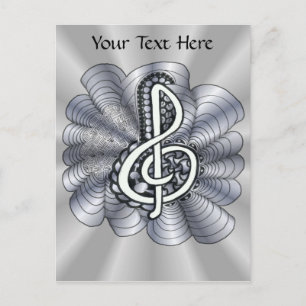 Music Treble Clef Silver Briefkaart