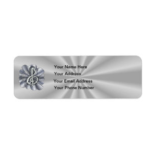 Music Treble Clef Silver Etiket