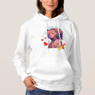 Music Vibes Only Shirt - Roze & Blauwe Anime Meisj