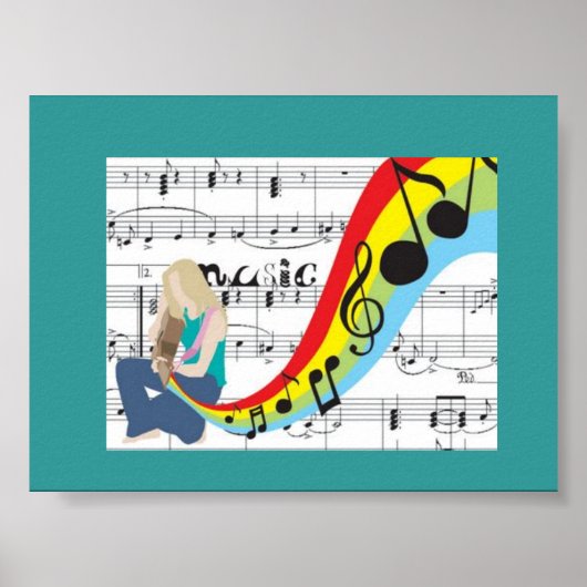Música notas colores poster (Voorkant)