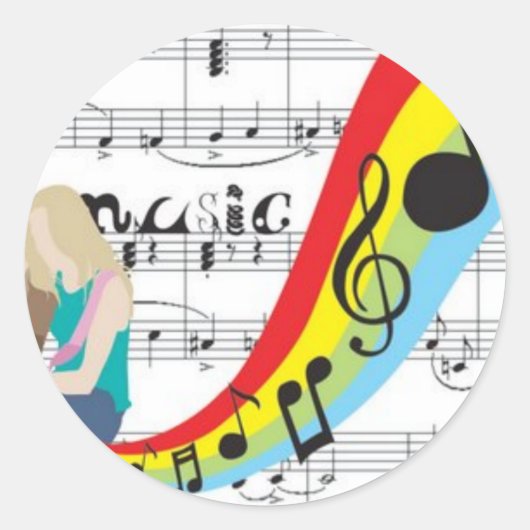 Música notas colores ronde sticker (Voorkant)