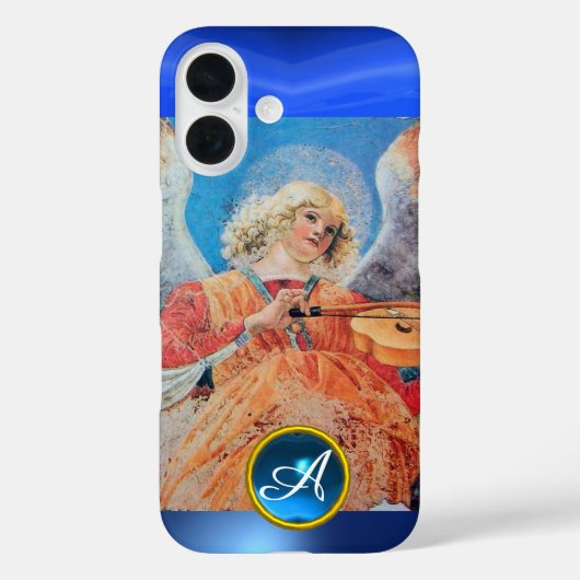 MUSICAL ANGEL, Blue Sapphire Gemstone Monogram Case-Mate iPhone Case (Achterkant)