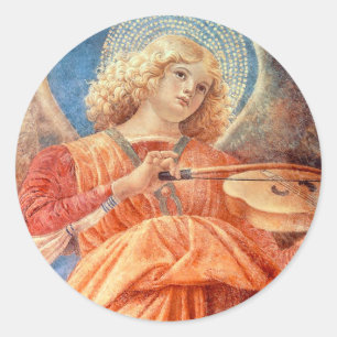 Musical angel playing the violin fresco ronde sticker