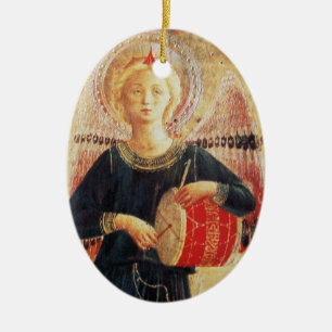 MUSICAL ANGEL Ruby Gem stone Keramisch Ornament