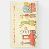 Musical Animal Train Birthday Spandoek (Verticaal)