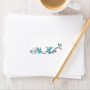 Musical Aqua Birds Grey Branch Labels